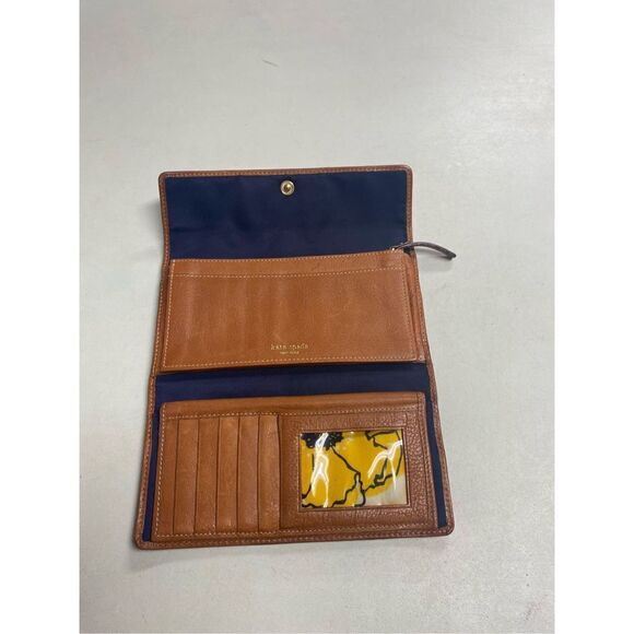 KATE SPADE Women’s Wallet P091 Blue Tan Yellow 4X7.5 With Checkbook Holder - Picture 12 of 15